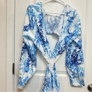 Blue Floral Women's Top